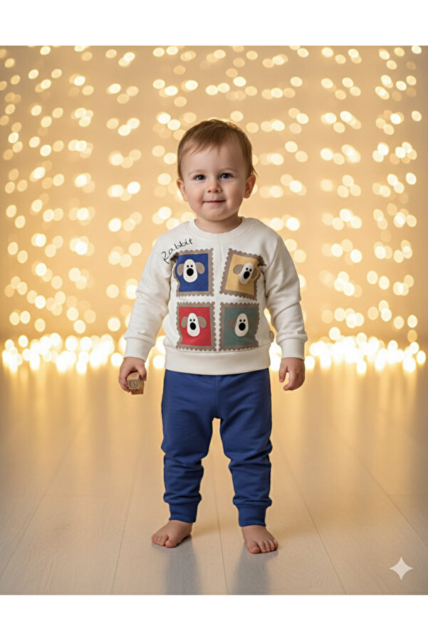 POFUDUK Rabbit baskılı 2li erkek takım