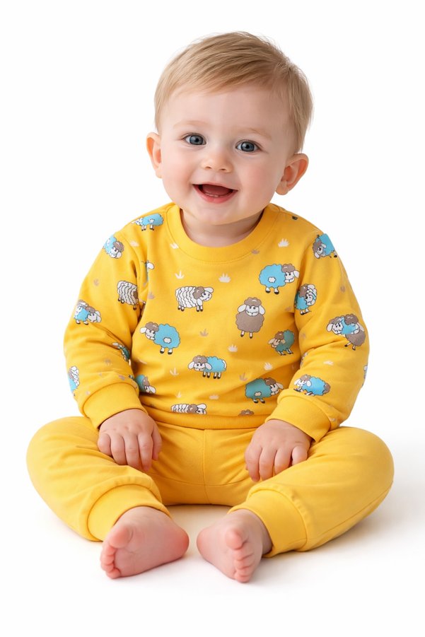 MixMax Bebe Kuzucuk Printed Bottom Top Long Sleeve Baby Set 100% Cotton