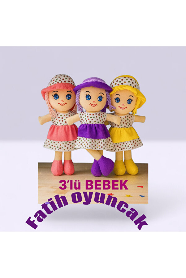 Fatih Oyuncak Bez Bebek Nanaa 3'lü set gönderilecek 50cm Pembe-Sarı-mor renk