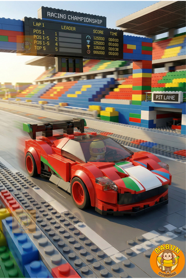 cogo Kırmızı Spor Yarış Arabası Blok Seti - 271 Parça Lego Oyuncak - Yarışçı Serisi Model Oyuncak