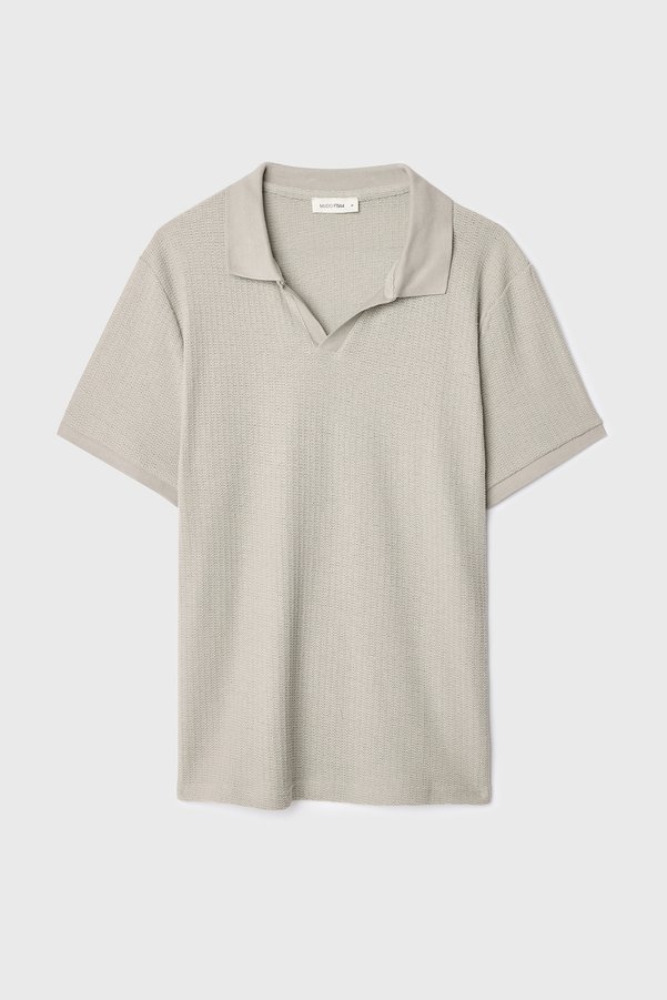 Mudo Men's Green Gray Polo Collar Knitted T-Shirt