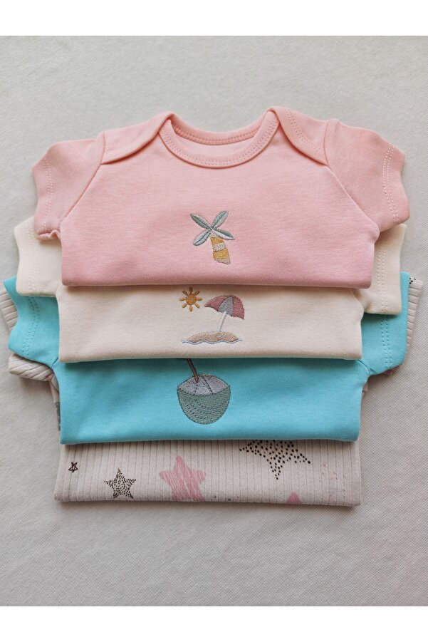 Pink cherry 4' lü kız bebek yazlık body