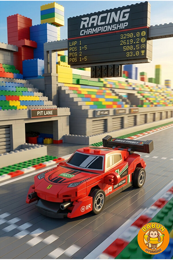 SPEED Bricks Mini Lego Araba Yapı Blok Seti - Çek-Bırak Spor Araba Yapım Seti -Speed Kırmızı (69 Parça)