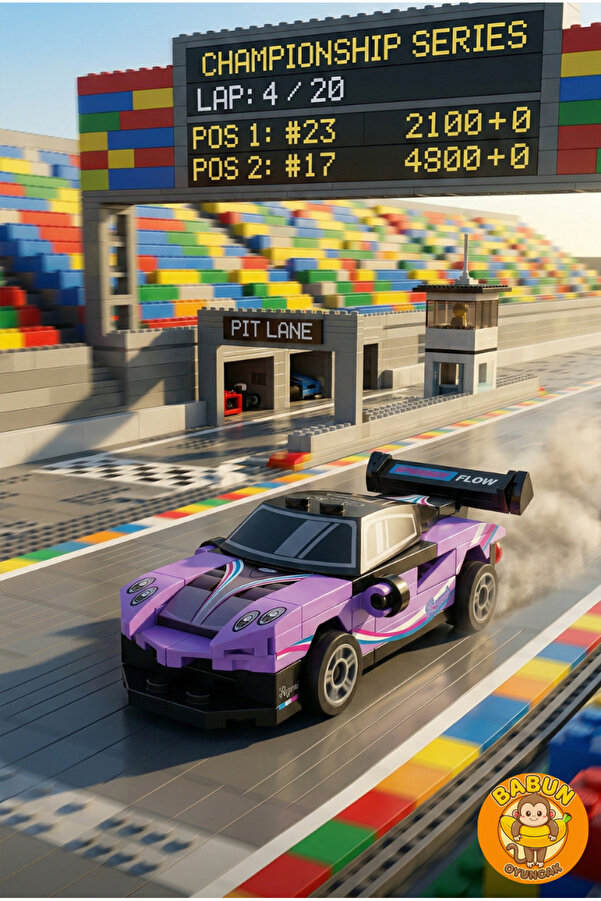 SPEED Bricks Mini Lego Araba Yapı Blok Seti - Çek-Bırak Spor Araba Yapım Seti -Speed Mor (70 Parça)