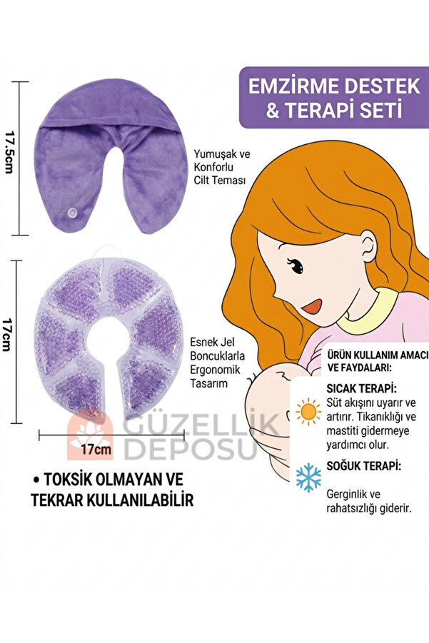 Güzellik Deposu Göğüs Terapi Pedi - Sıcak Soğuk Kompres Jel Emzirme Destek Seti - Mastit Engelleyici 2'li Paket