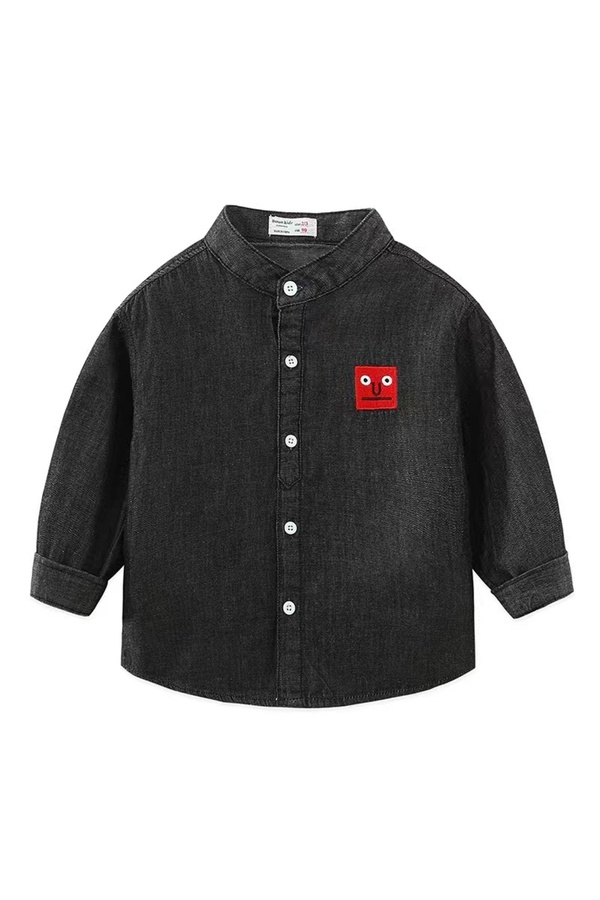 melisam.msg Erkek Çocuk Denim Gömlek Kırmızı Nakışlı