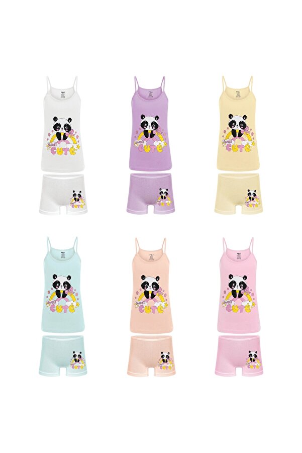 GMG Baby 6 Lı Paket Kiz Çocuk Boxer Atlet Takım 4-9 Yaş