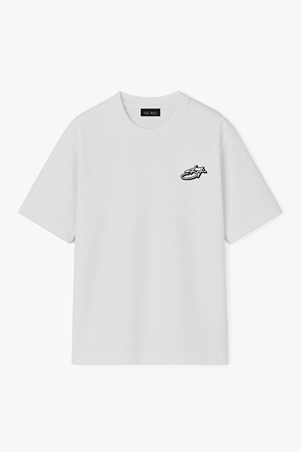 Unisex Stüssy Curved Baskılı Oversize %100 Pamuk Geniş Kesim Dokulu Bisiklet Yaka Gri Tişört