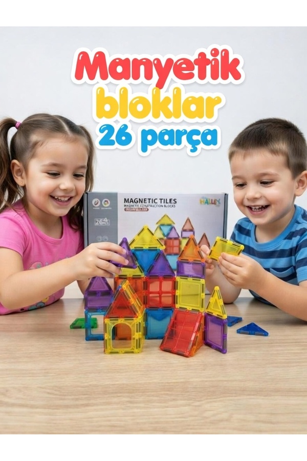 BESTTOYS Manyetik blok eğitici oyuncak 26 parça büyük boy serisi