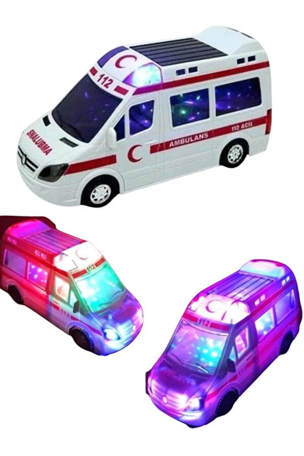 Numaca Oyuncak Pilli Sesli 3d Işıklı Ambulans Sirenli 20 cm Oyuncak Ambulans