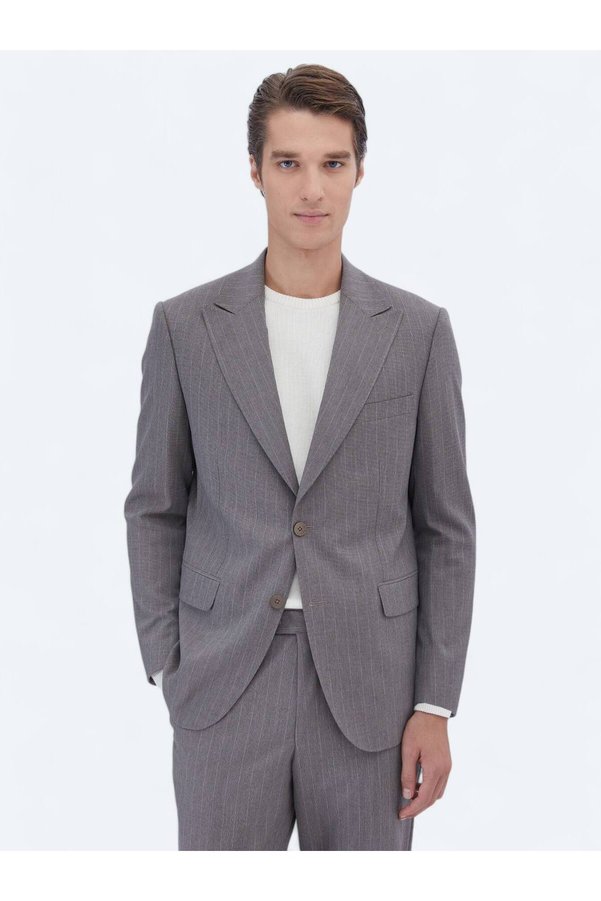 Kip Mink Striped Comfort Fit Suit