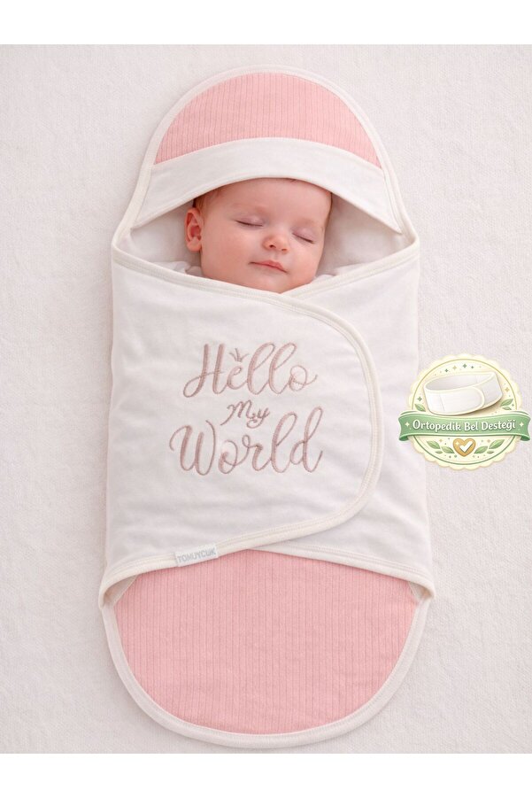 Tomuycuk Pembe Kız Bebek Battaniyesi Kundağı -Uyku Tulumu %100 Pamuklu Ortopedik 0-9ay Hediyelik