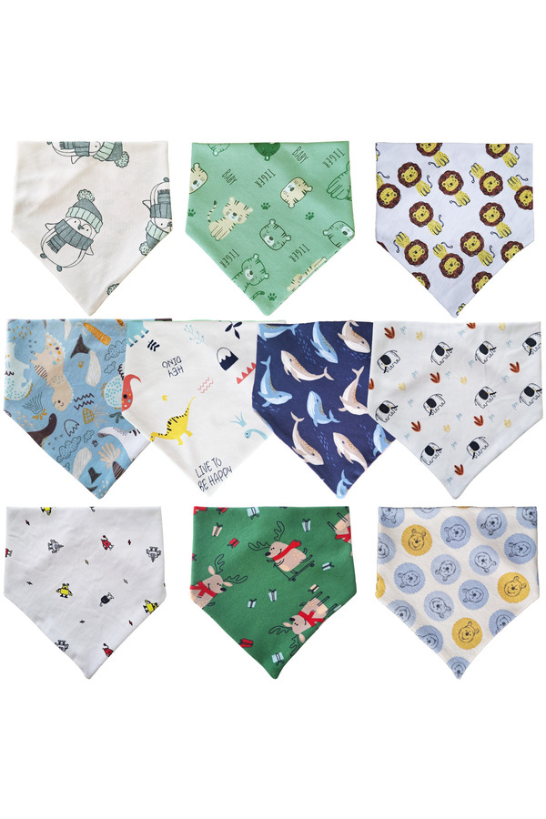 Baby Minik Üçgen Fular Penye Salya Ve Mama Önlüğü 10 Adet