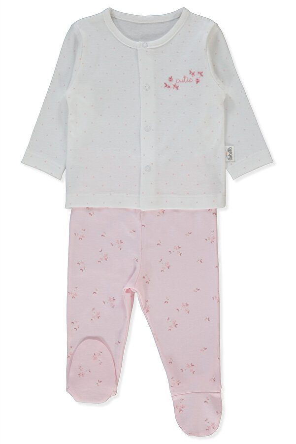 Bebetto İNTERLOK PATİKLİ PİJAMA TAKIMI 2Lİ (FLOWER GARDEN) PEMBE