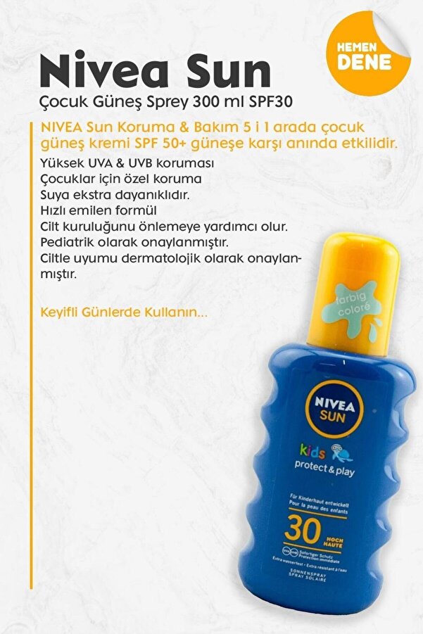 NIVEA Sun Çocuk Güneş Sprey 300 ml SPF30