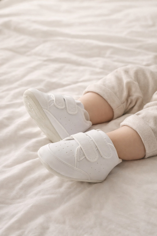 minissa baby kids Deri Bebek Ayakkabısı, İlk Adım Ayakkabısı Bebek Patiği Cırt Cırtlı Kaydırmaz Taban