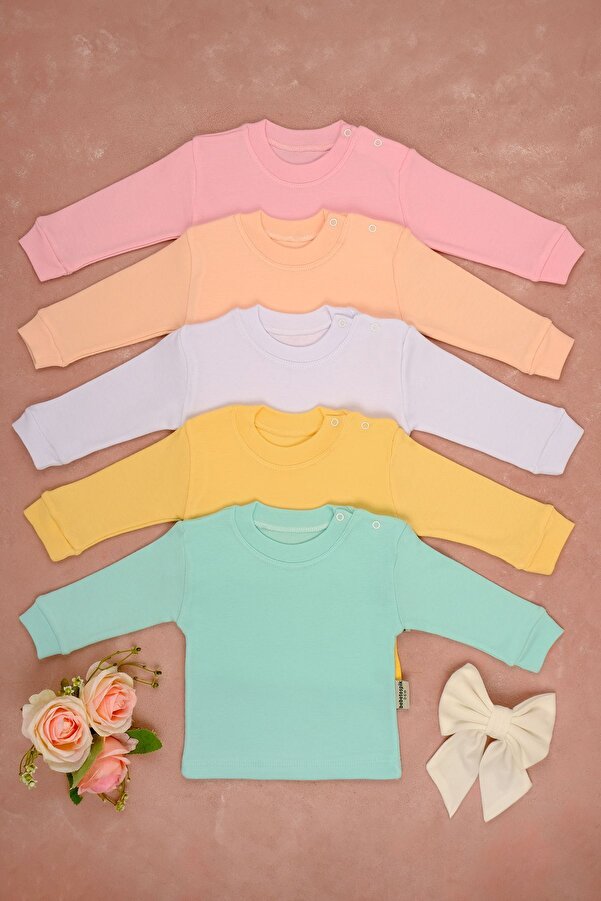 Genel Markalar 5'li Pamuklu Uzun Kol Çıtçıt O Yaka Body Zıbın