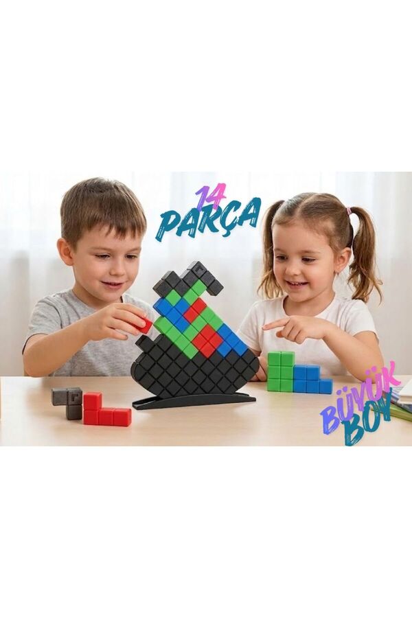 ARCANIUM Montessori&Stem Tetris Denge Oyunu- Dikkat ve Konsantrasyon Geliştirici Geometrik Bloklar Seti