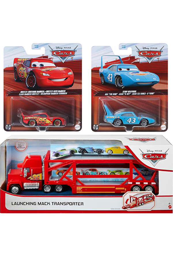 Cars Mack Transporter Tır Araç Taşıma Ve Random 2 Adet 1:55 Ölçek Araba McQueen Orijinal