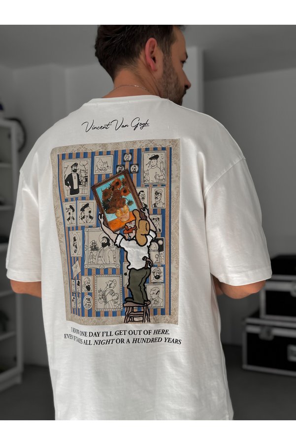 BYBASICMAN White Vincent Patchli Oversized T-Shirt Sw-5083