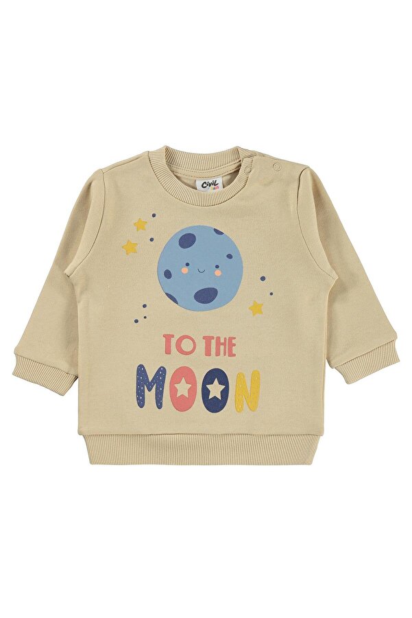 Civil Baby To The Moon Baskılı 6-18 Ay Sweatshirt - Kahverengi 18-24 Ay