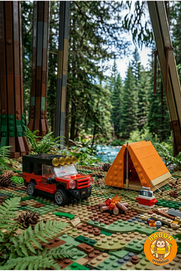 SPEED Bricks Mini Lego Araba Yapı Blok Seti - Çek-Bırak Araba Yapım Seti -Speed Kırmızı Jeep (76 Parça)