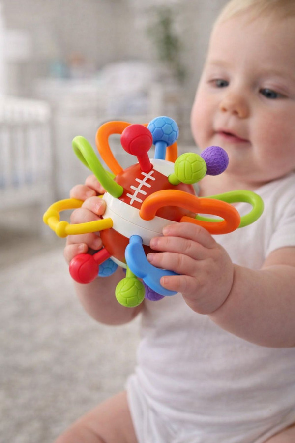 Smartfox Çıngıraklı Duyusal Top Oyuncak Diş Kaşıyıcı Montessori Gelişim Oyuncağı