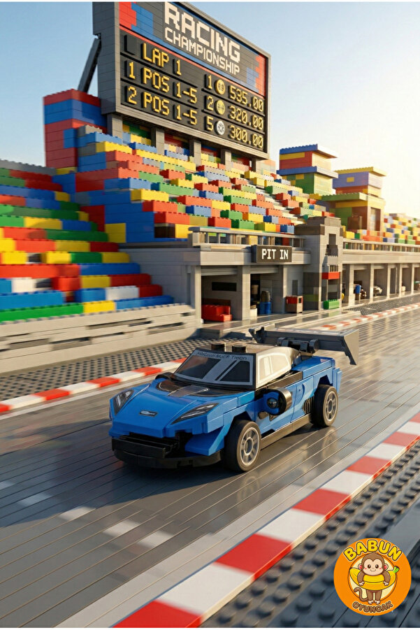 SPEED Bricks Mini Lego Araba Yapı Blok Seti - Çek-Bırak Spor Araba Yapım Seti -Speed Lacivert (64 Parça)