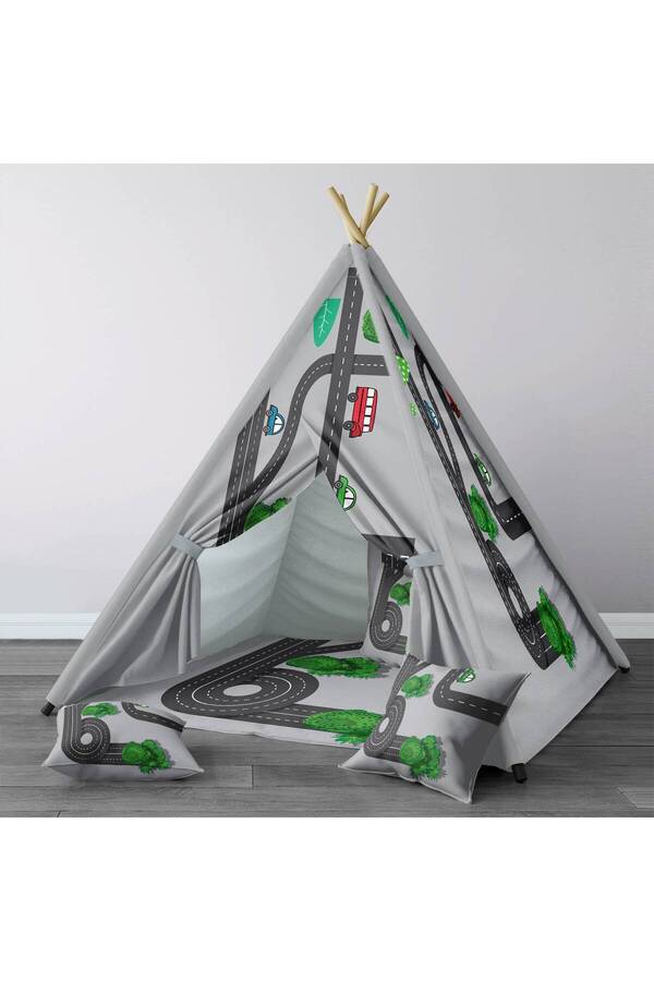 instababyrooms Çocuk Oyun Çadırı Yollar ve Arabalar Dijital Baskılı