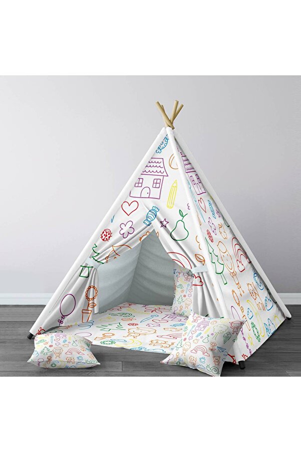 instababyrooms Çocuk Oyun Çadırı Çocuk Çizimleri Dijital Baskılı