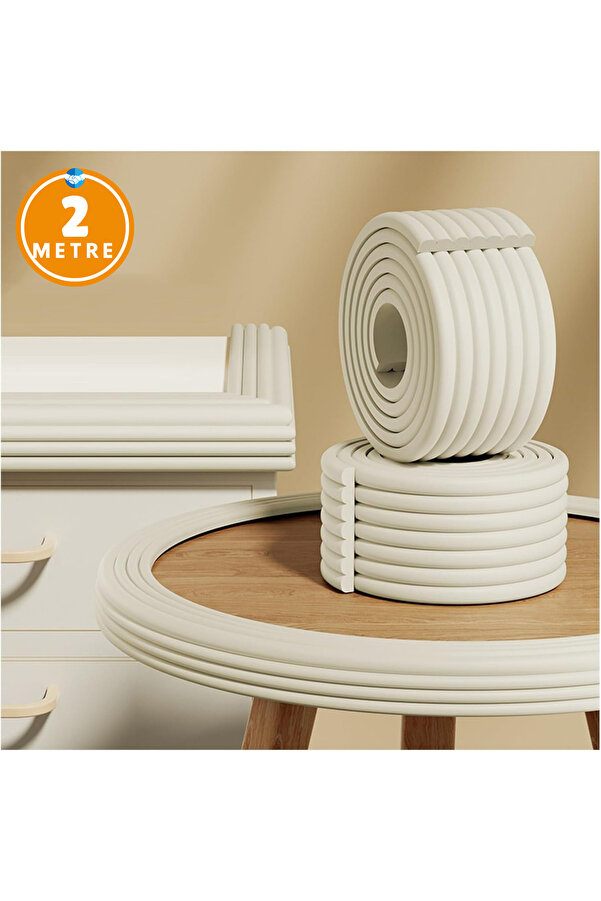 Miningaa 3M Bant Hediyeli Beyaz Renk Çok Amaçlı Kauçuk Kenar Koruyucu 8x200cm