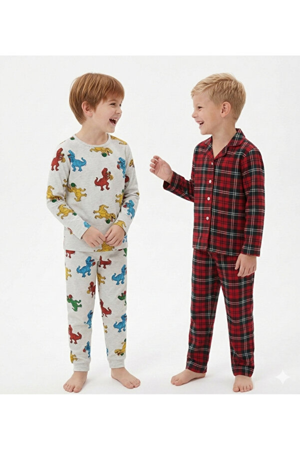 DANBİ Erkek Çocuk 4,5,6,7,8,9,10,11 Yaş Pijama Takım Mevsimlik 2'li Set