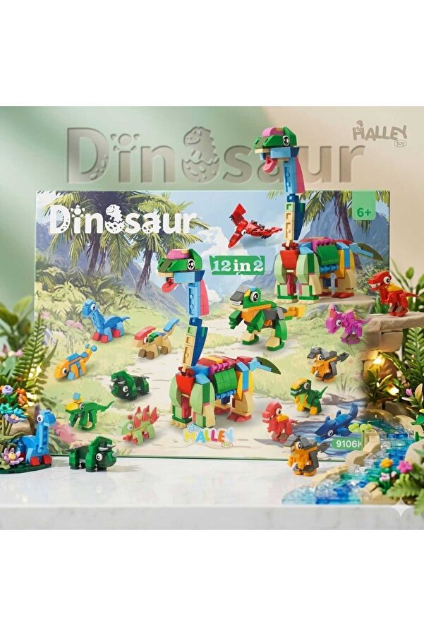 Daily Bazaar 371 Parça Mini Dinozor Blokları 10IN1 - 10'lu Koleksiyon Yapım Seti - Eğitici Bloklar