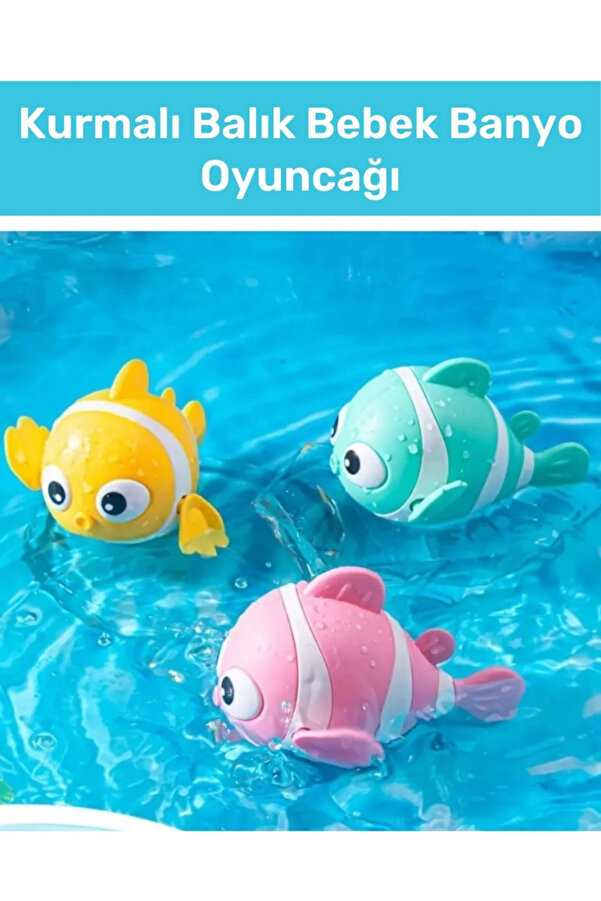 Kozera #BanyoOyuncakları Kurmalı Renkli Yüzen Balık Eğlenceli Hafif Bebek Çocuk Banyo Su Oyuncağı