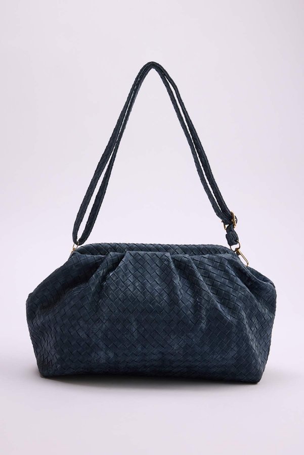 Trendyol Shoes Indigo Knitted Patterned Dual-Use Magnetic Closure Hand and Shoulder Women's Mini Size Bag Takaw26Oc00068