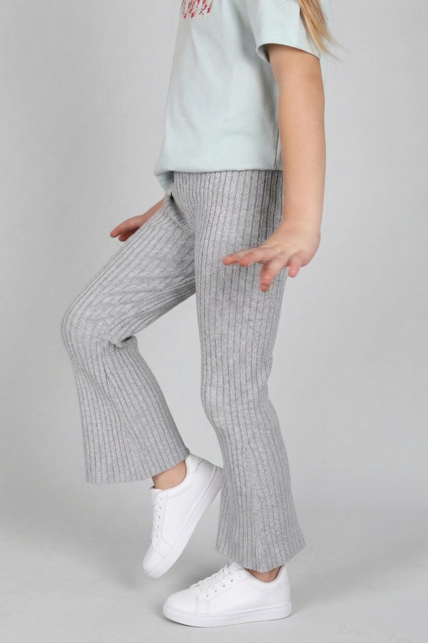 KUEZA KIDS Kız Çocuk Fitilli İspanyol Paça Yumuşak Dokulu Triko Tayt