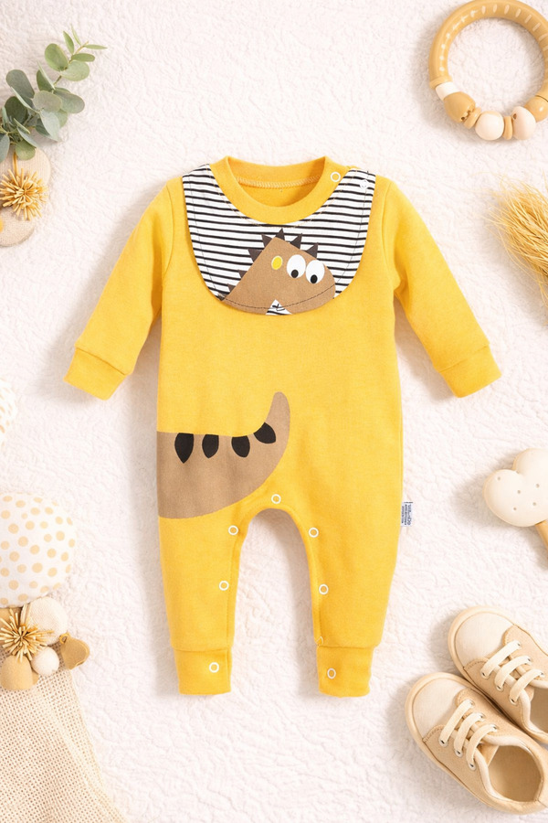 Bubito Dinazor Görselli Ve Önlük Detaylı Bebek Tulum