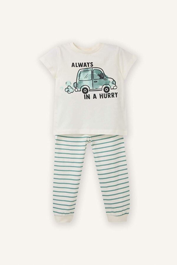 Defacto %100 Pamuklu Araç Baskılı 2'li Pijama Takımı Erkek Bebek G8833A526SM