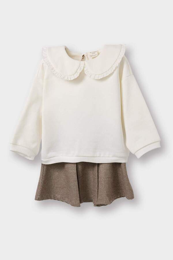Defacto 2'li Takım Büyük Yaka Sweatshirt Etek Kız Bebek G5834A525WN