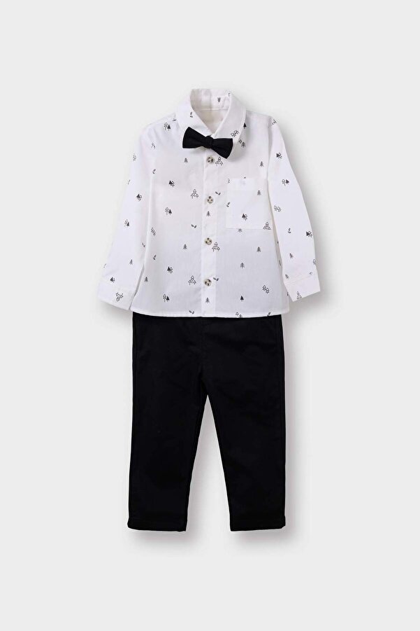 Defacto Yılbaşı Temalı 2'li Takım Desenli Gömlek Pantolon Erkek Bebek G0099A525WN