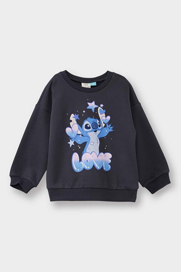 Defacto Disney Lilo & Stitch Bisiklet Yaka Sweatshirt Kız Bebek G0059A525WN