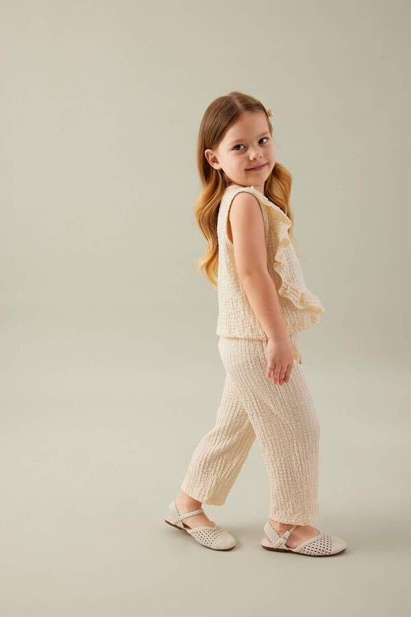 Defacto Kız Bebek 2li Takım Bisiklet Yaka Fırfırlı Bluz Pantolon C4016A524SM