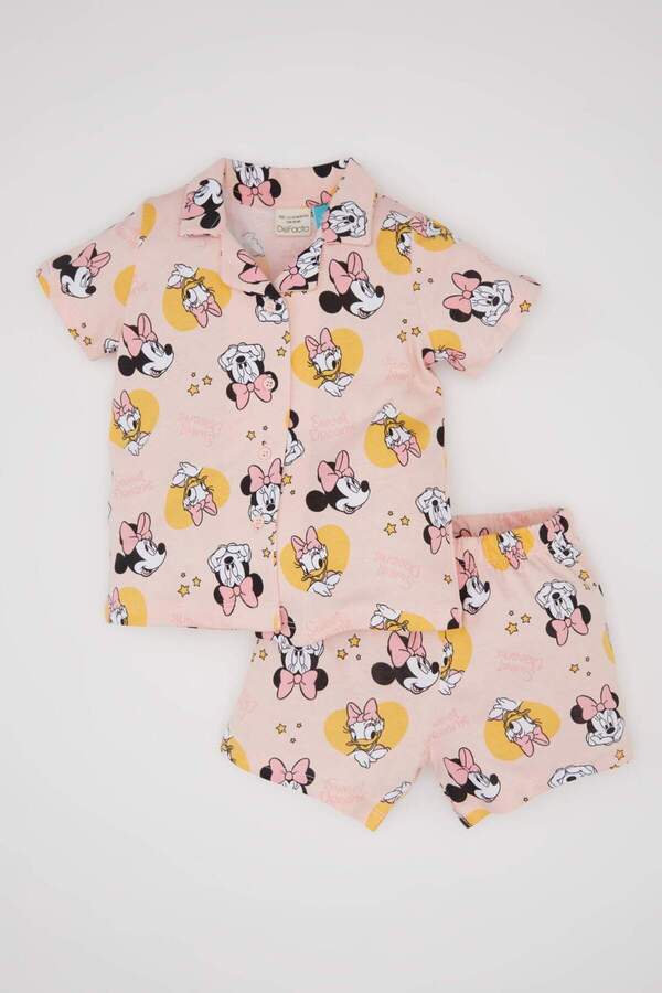 Defacto Kız Bebek Disney Mickey & Minnie Pijama Takımı Penye Kısa Kollu Üst Şort C3479A524HS