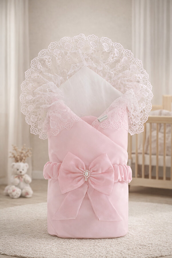Tomuycuk %100 Pamuklu Pembe Uyku Kundağı - Mevsimlik Kız Bebek Battaniyesi & Hastane Çıkışı