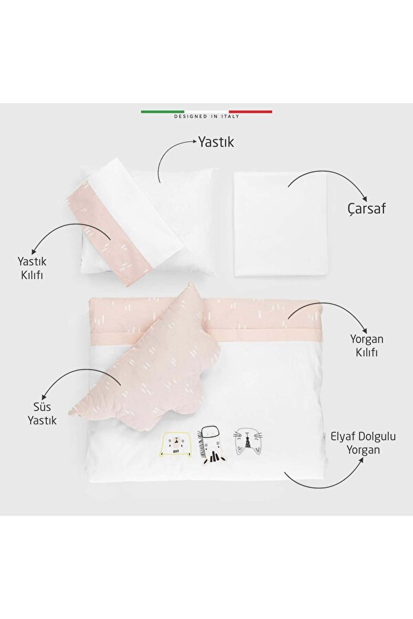 Elele EleleLife Rain 6 Parça Oyun Parkı Park Yatak Bebek Uyku Seti Pudra