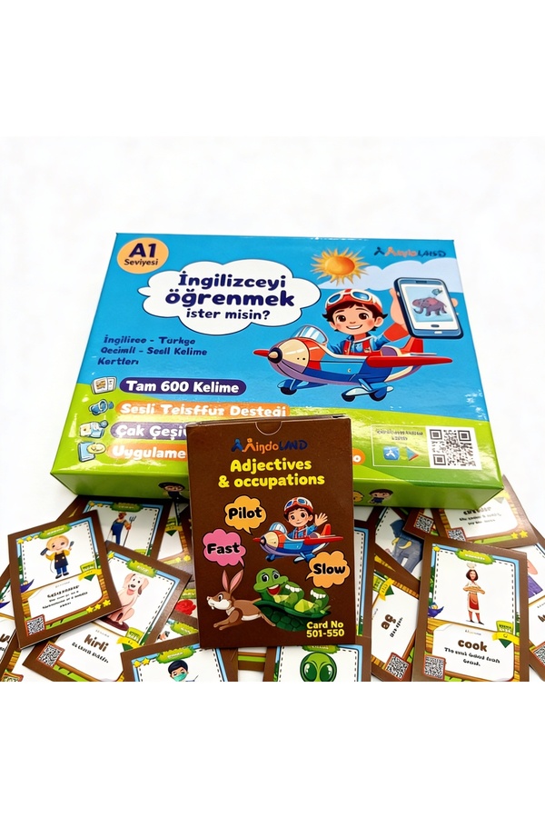 mindoland A1 Sıfatlar ve Meslek Kelimeleri ingilizce kelime kartları sesli ingilizce eğitim