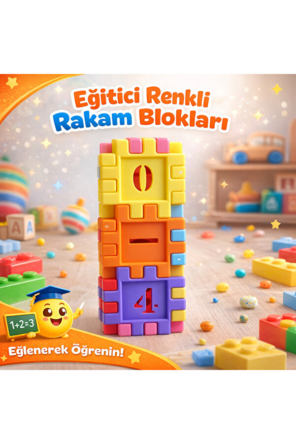 Renkli Dükkan2 Eğitici Renkli Rakam Blokları