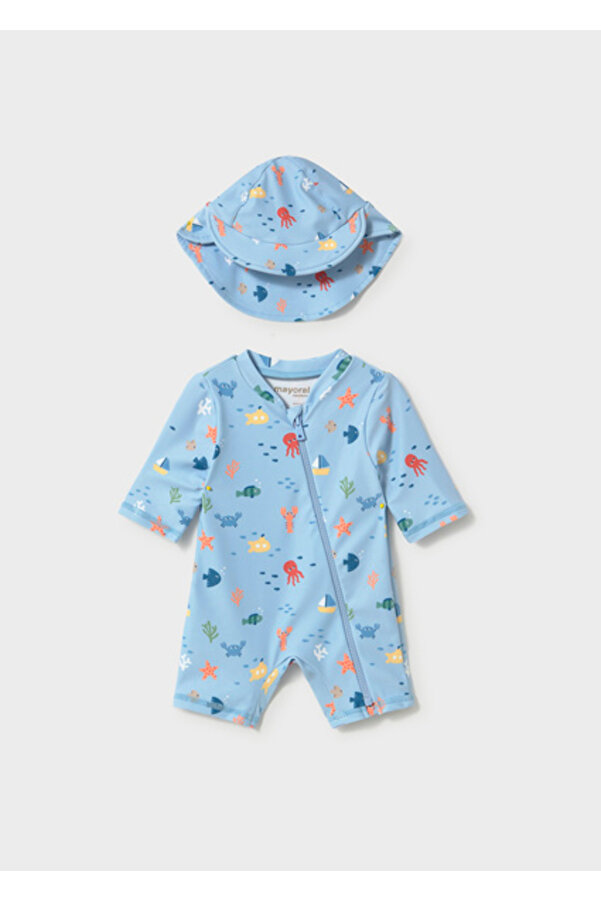 Mayoral Erkek Bebek UV Korumalı Boneli Mayo Takım Mavi - 01620