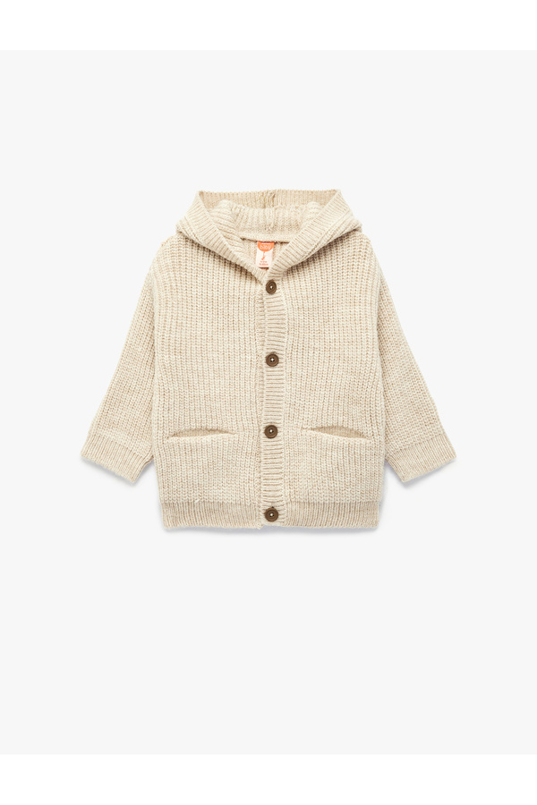 Koton Kapşonlu Örgü Hırka Düğme Kapamalı Cep Detaylı