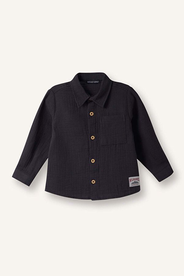 Defacto Polo Yaka Müslin Uzun Kollu Gömlek Erkek Bebek G7096A526SP